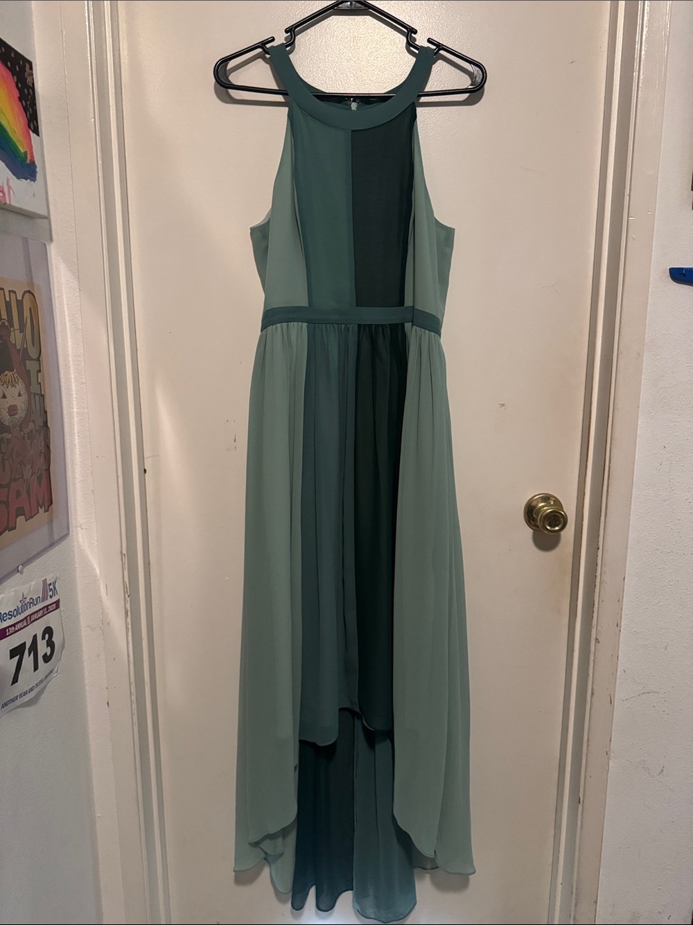Modcloth Peachy Queen sage ombre maxi dress m